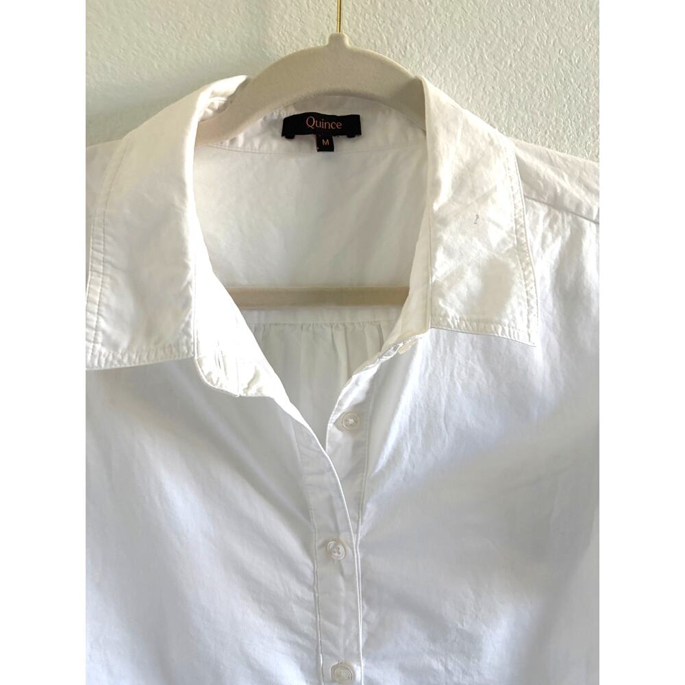 Quince White Organic Cotton Ruffle Shirt Dress Poplin Cottagecore M - Picture 5 of 9